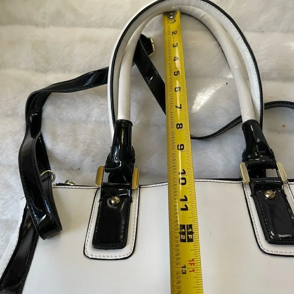 Anne Klein large black and white color block Satchel with gold tone hardwares.